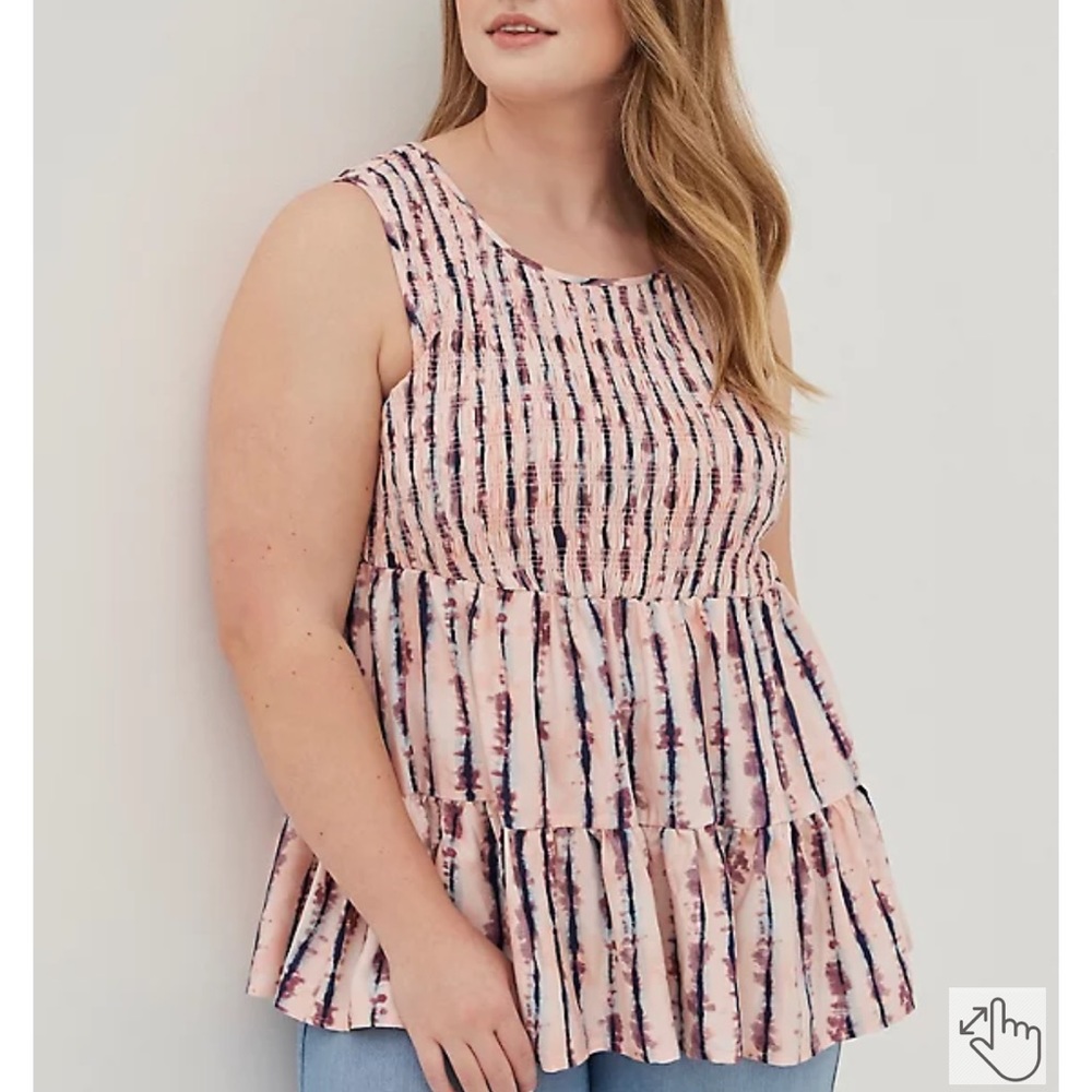 Torrid Rayon Twill Smocked Tiered Tank
